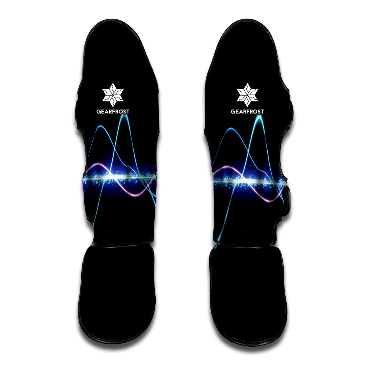 Pink And Teal Sound Wave Print Muay Thai Shin Guard