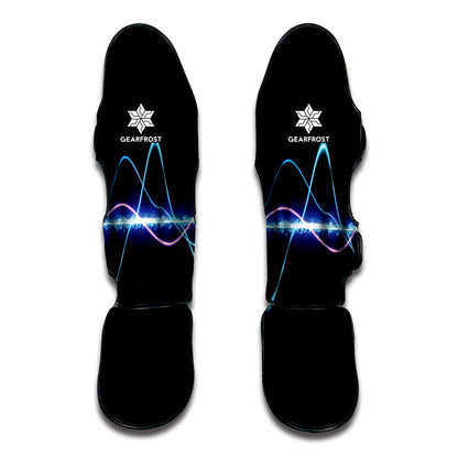 Pink And Teal Sound Wave Print Muay Thai Shin Guard