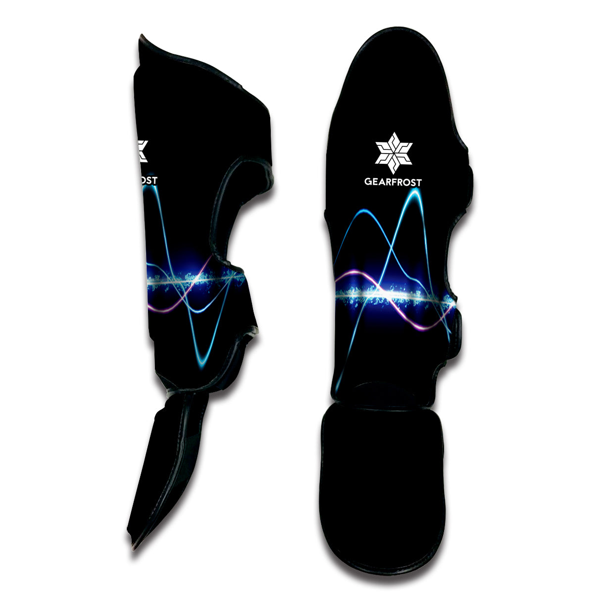 Pink And Teal Sound Wave Print Muay Thai Shin Guard