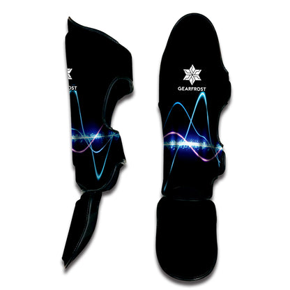 Pink And Teal Sound Wave Print Muay Thai Shin Guard