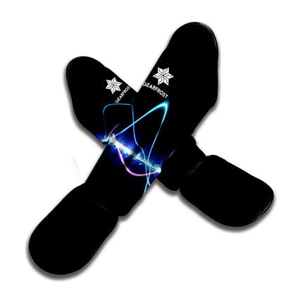 Pink And Teal Sound Wave Print Muay Thai Shin Guard