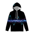 Pink And Teal Sound Wave Print Pullover Hoodie