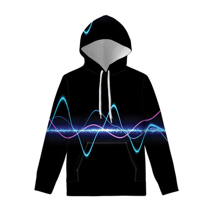 Pink And Teal Sound Wave Print Pullover Hoodie