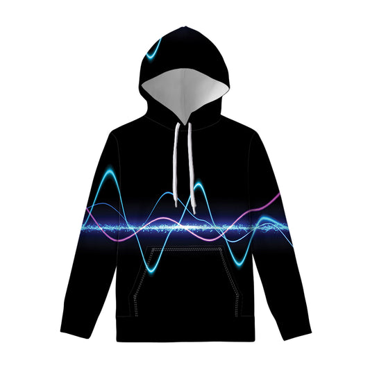 Pink And Teal Sound Wave Print Pullover Hoodie
