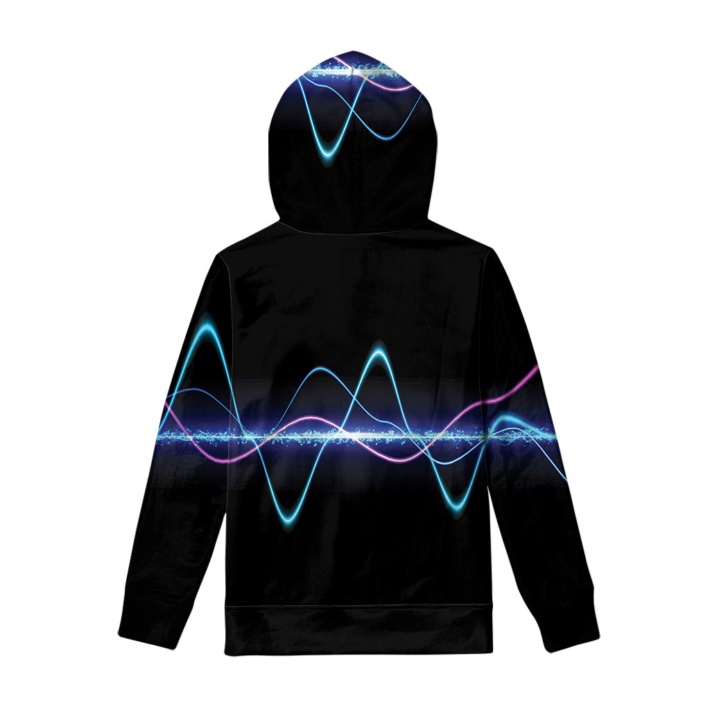 Pink And Teal Sound Wave Print Pullover Hoodie