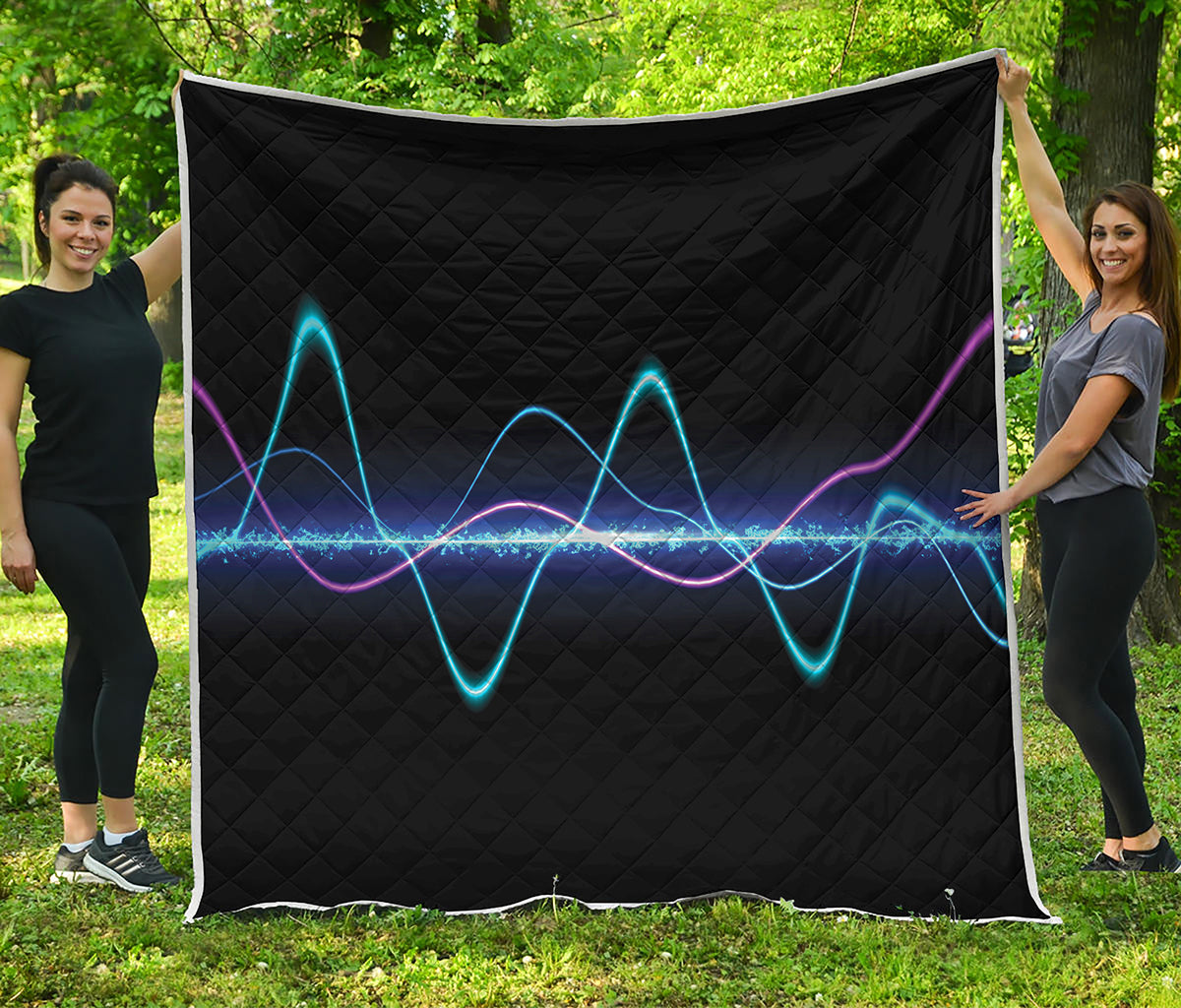Pink And Teal Sound Wave Print Quilt