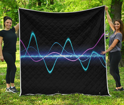 Pink And Teal Sound Wave Print Quilt