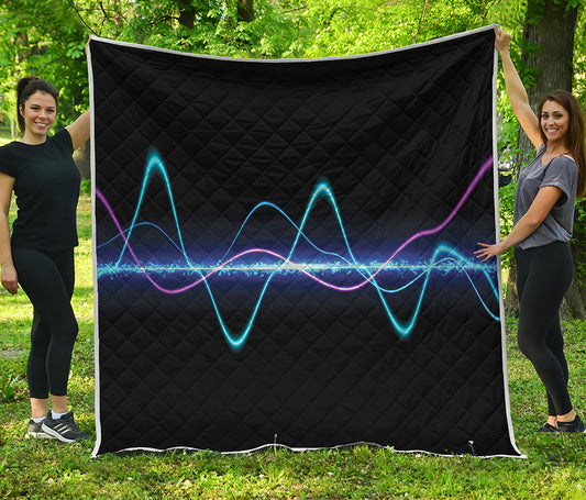 Pink And Teal Sound Wave Print Quilt