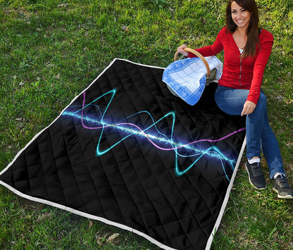 Pink And Teal Sound Wave Print Quilt