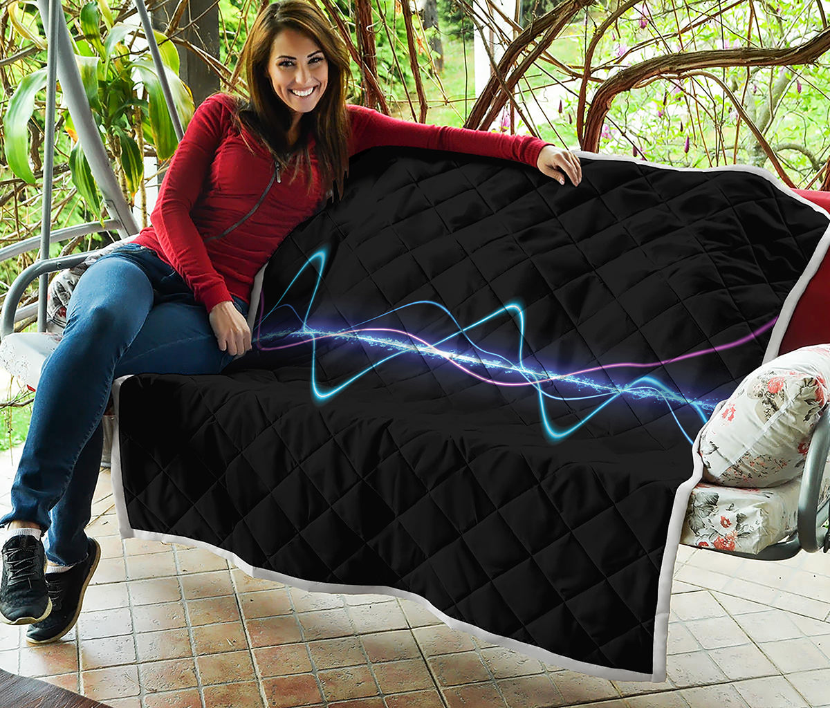 Pink And Teal Sound Wave Print Quilt