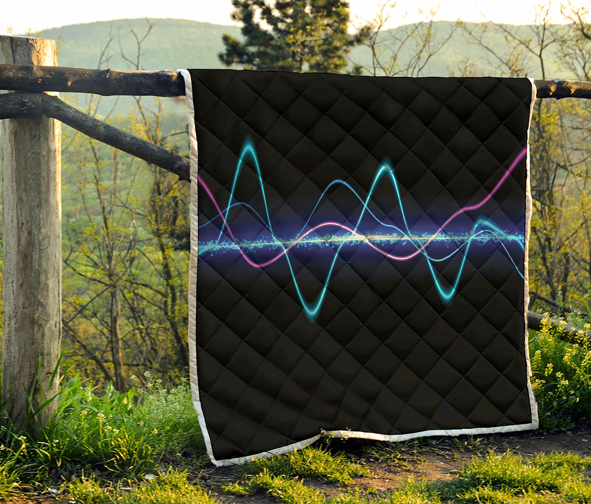 Pink And Teal Sound Wave Print Quilt