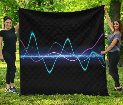 Pink And Teal Sound Wave Print Quilt