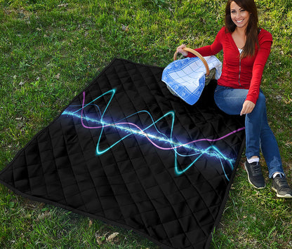 Pink And Teal Sound Wave Print Quilt