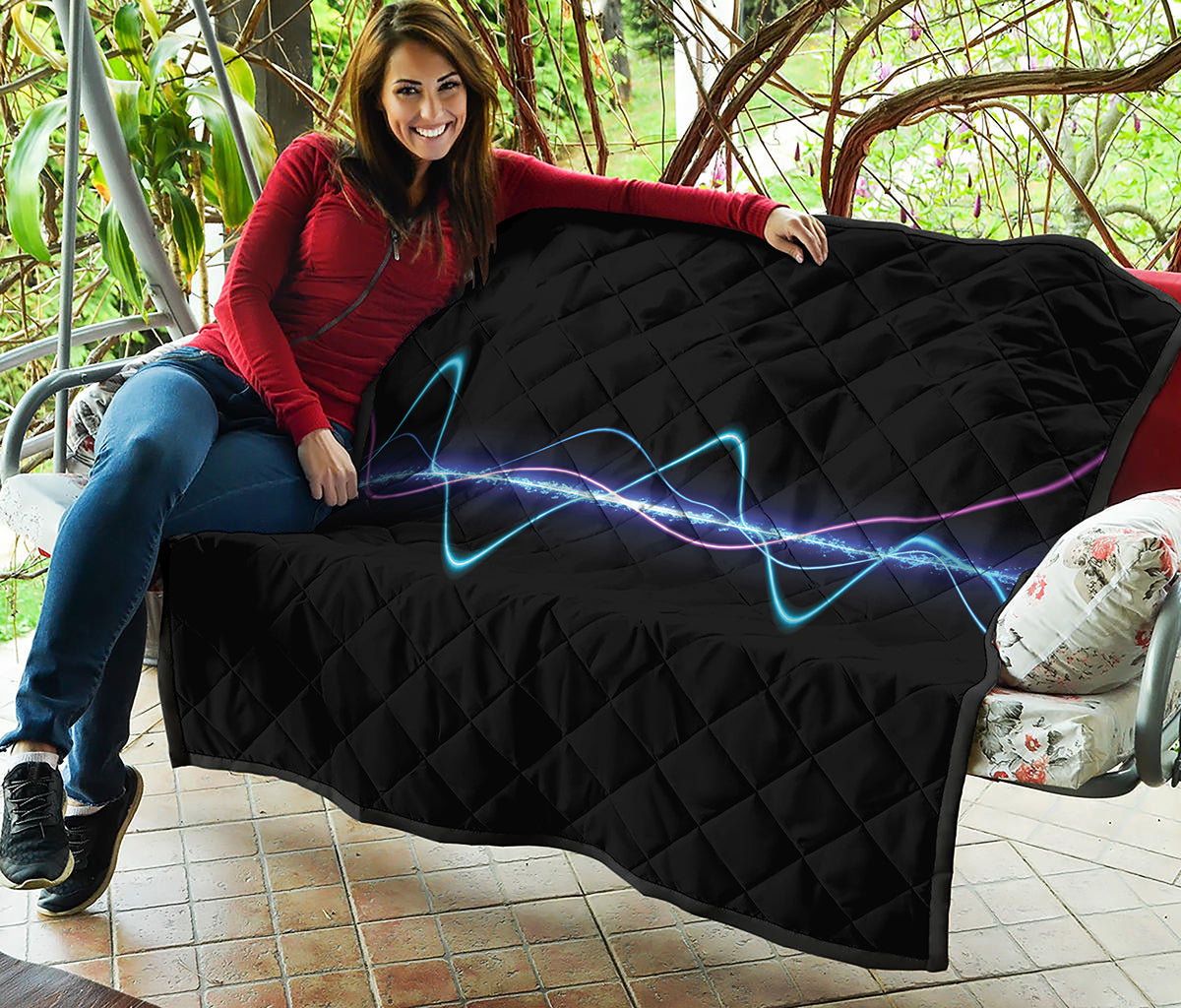 Pink And Teal Sound Wave Print Quilt