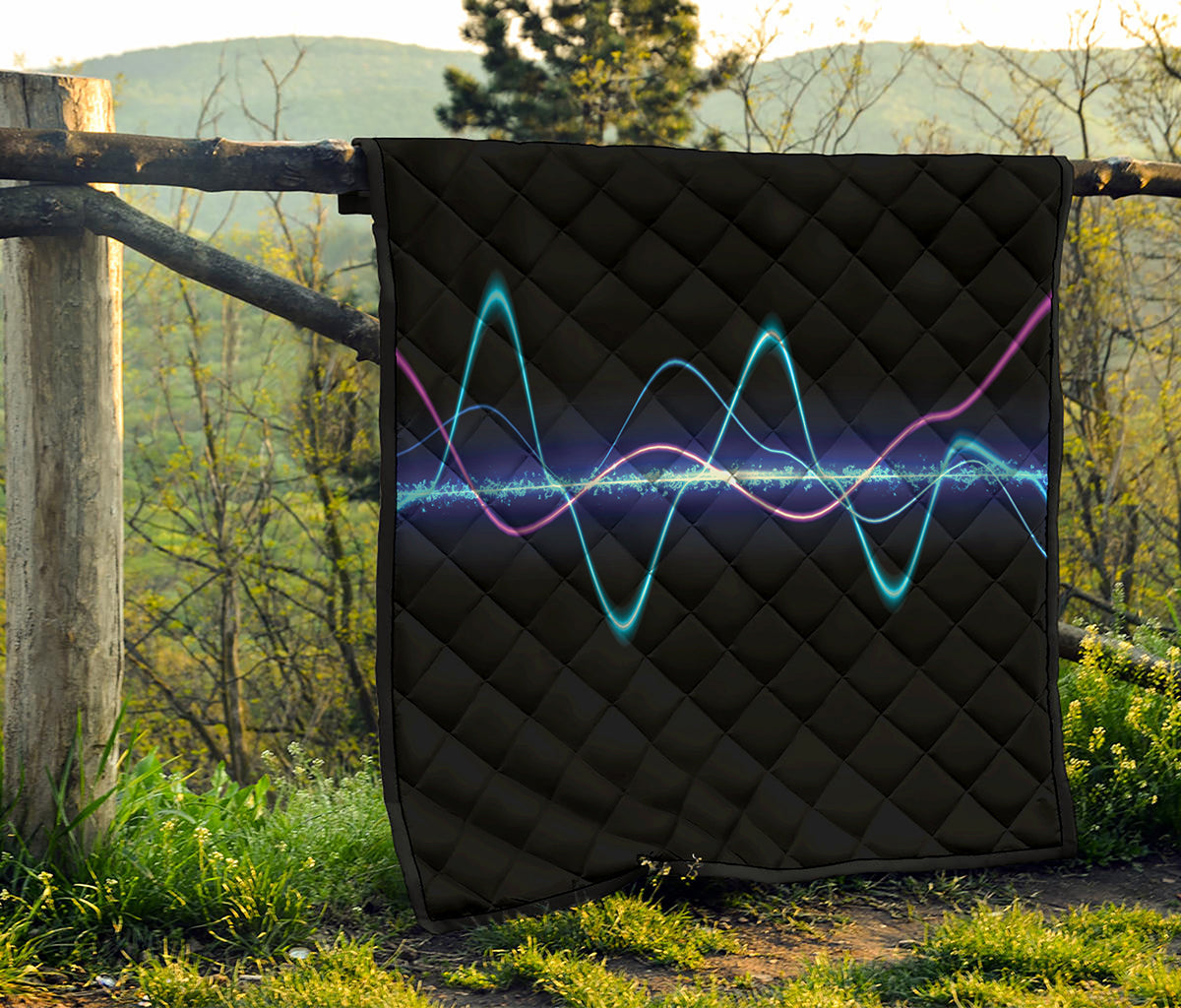Pink And Teal Sound Wave Print Quilt