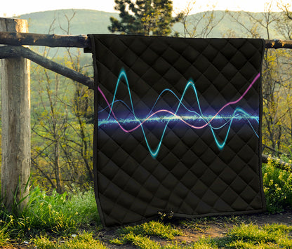 Pink And Teal Sound Wave Print Quilt