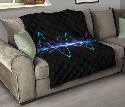 Pink And Teal Sound Wave Print Quilt