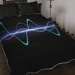 Pink And Teal Sound Wave Print Quilt Bed Set