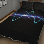 Pink And Teal Sound Wave Print Quilt Bed Set