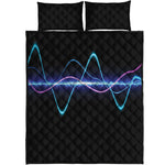 Pink And Teal Sound Wave Print Quilt Bed Set