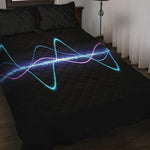 Pink And Teal Sound Wave Print Quilt Bed Set