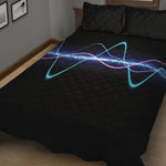 Pink And Teal Sound Wave Print Quilt Bed Set