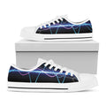 Pink And Teal Sound Wave Print White Low Top Sneakers