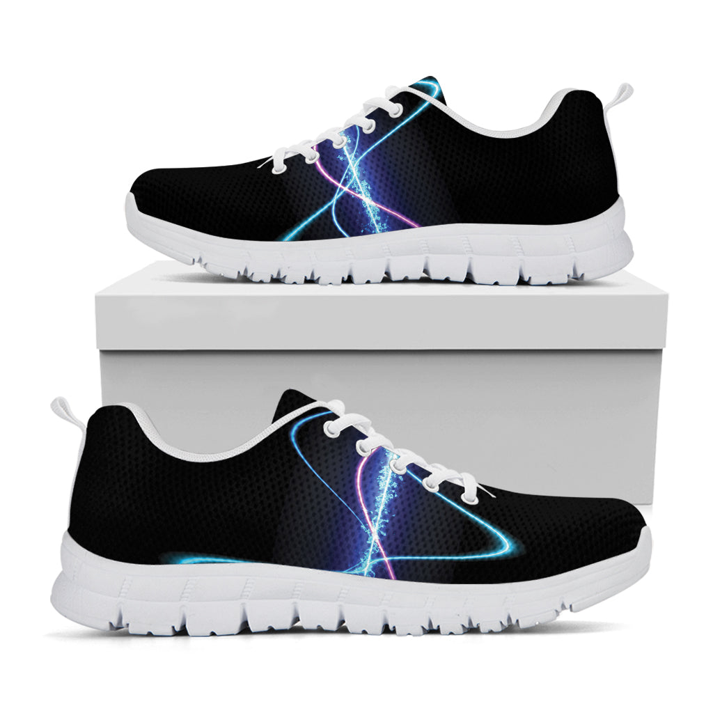 Pink And Teal Sound Wave Print White Sneakers