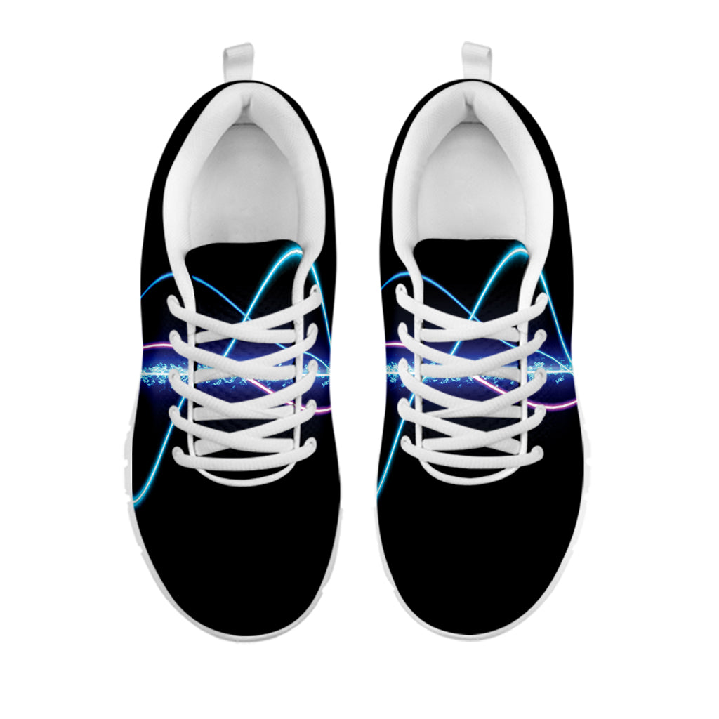 Pink And Teal Sound Wave Print White Sneakers