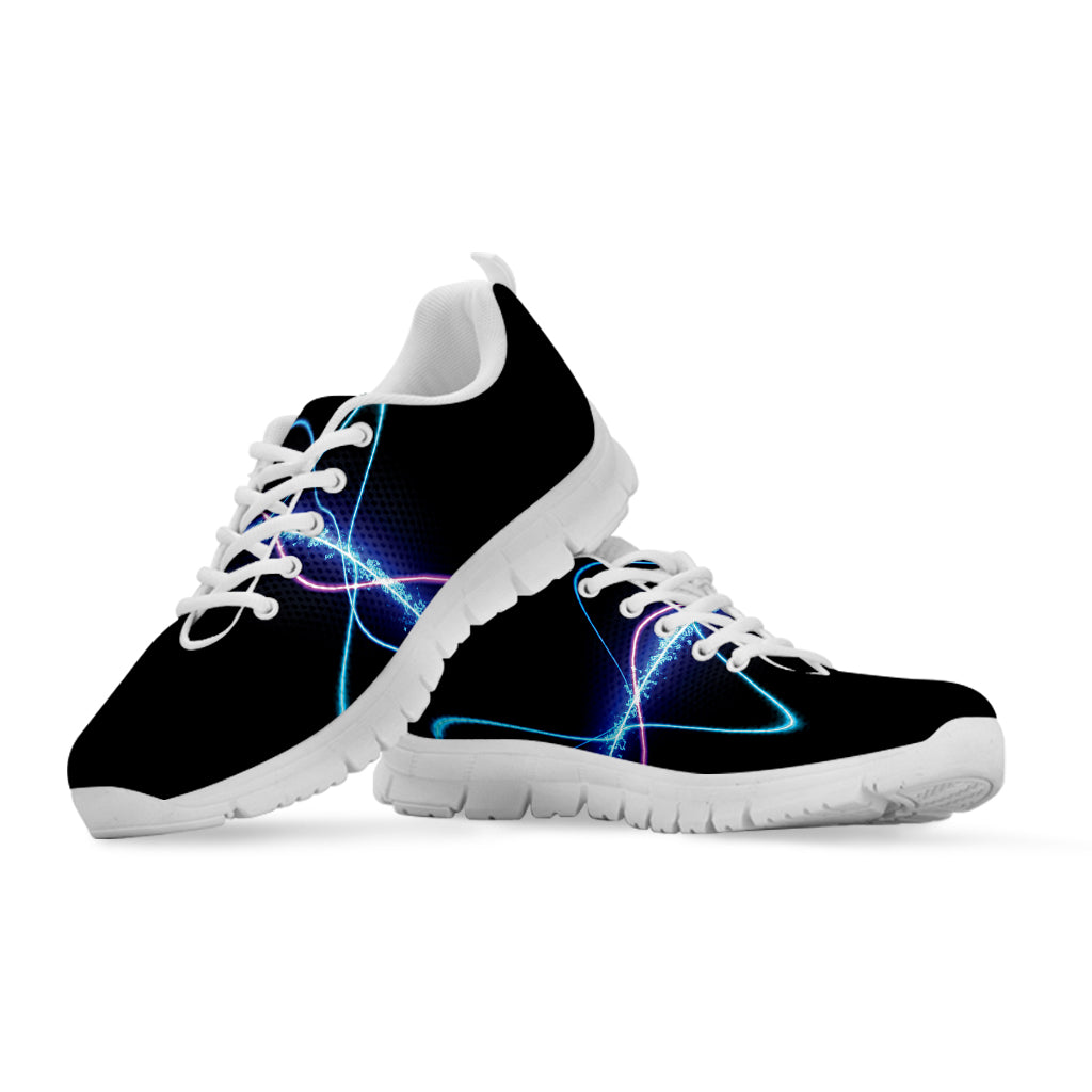 Pink And Teal Sound Wave Print White Sneakers