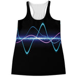 Pink And Teal Sound Wave Print Women's Racerback Tank Top