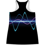 Pink And Teal Sound Wave Print Women's Racerback Tank Top