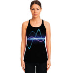 Pink And Teal Sound Wave Print Women's Racerback Tank Top