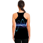 Pink And Teal Sound Wave Print Women's Racerback Tank Top