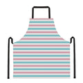 Pink And Teal Striped Pattern Print Apron