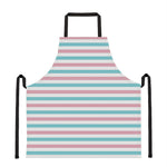 Pink And Teal Striped Pattern Print Apron