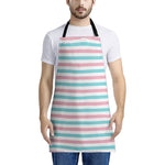 Pink And Teal Striped Pattern Print Apron