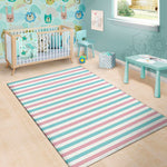 Pink And Teal Striped Pattern Print Area Rug