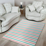 Pink And Teal Striped Pattern Print Area Rug