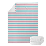 Pink And Teal Striped Pattern Print Blanket