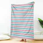 Pink And Teal Striped Pattern Print Blanket