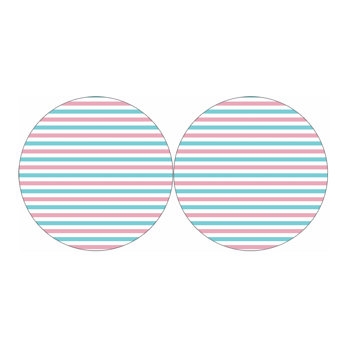 Pink And Teal Striped Pattern Print Car Coasters