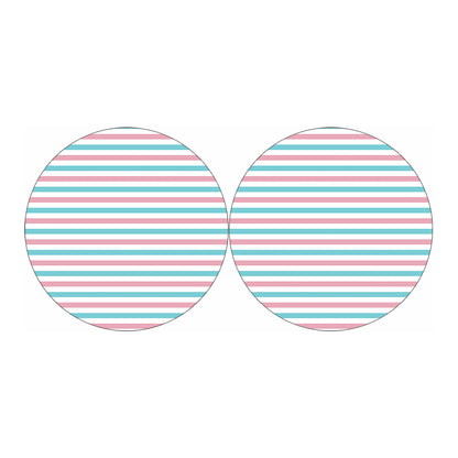 Pink And Teal Striped Pattern Print Car Coasters