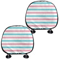 Pink And Teal Striped Pattern Print Car Headrest Covers