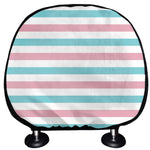 Pink And Teal Striped Pattern Print Car Headrest Covers