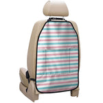 Pink And Teal Striped Pattern Print Car Seat Organizers