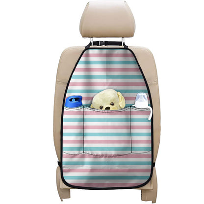 Pink And Teal Striped Pattern Print Car Seat Organizers