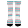 Pink And Teal Striped Pattern Print Crew Socks