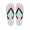 Pink And Teal Striped Pattern Print Flip Flops