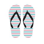 Pink And Teal Striped Pattern Print Flip Flops